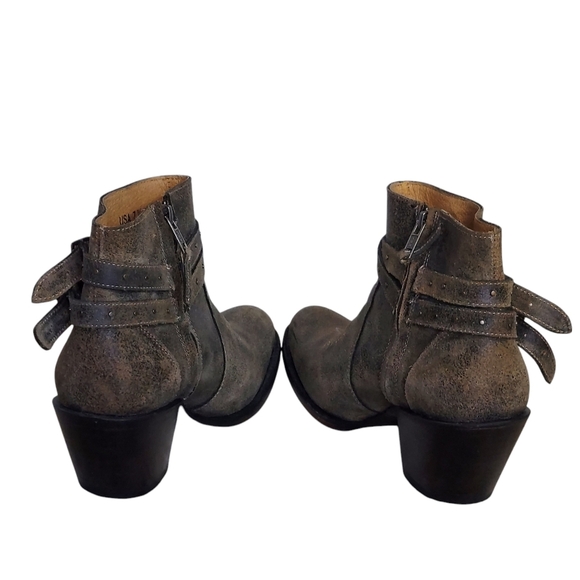 Shyanne Distressed Brown Leather Western Ankle Double Buckles Straps - Picture 7 of 16